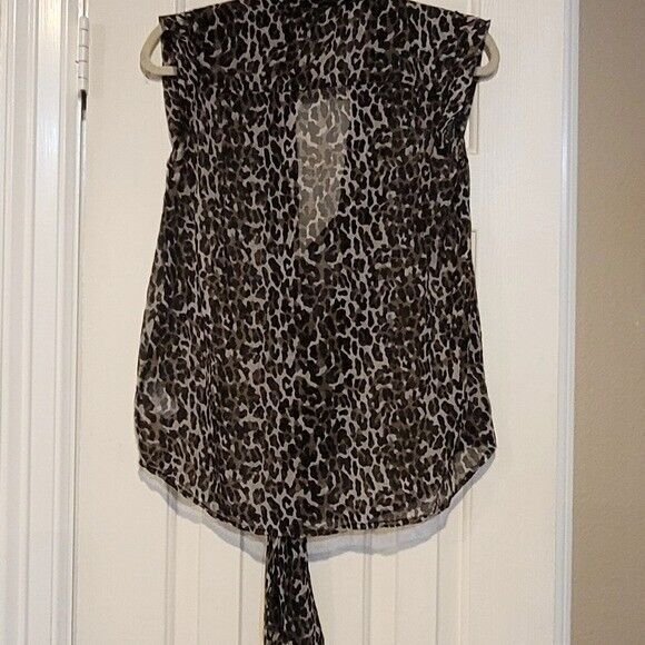 French Connection Animal Print Short Sleeve Blouse Size 4 - Picture 7 of 8